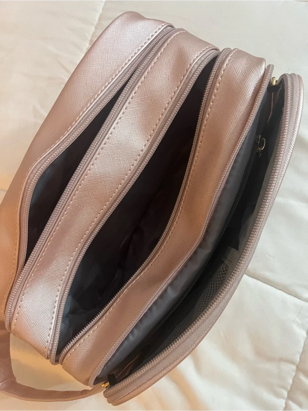 Blush Pink Double-Zip Cosmetic Train Case